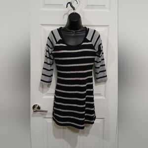 Derek Heart Black and Gray Striped Mini Dress